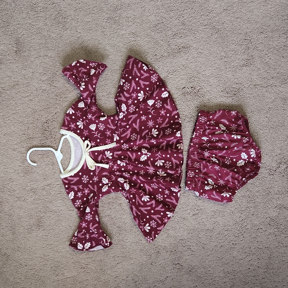 Eleanor Rose Ruby Red Dress & bloomers